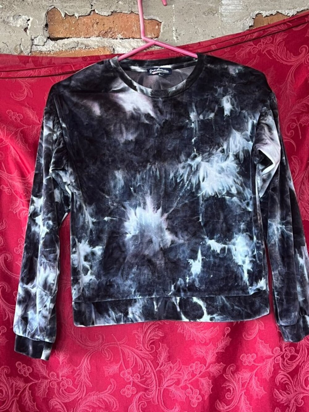 Freshman 1999 Tie Dye Long Sleeve Top Black White Size L (12/14)